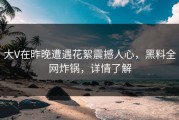 大V在昨晚遭遇花絮震撼人心，黑料全网炸锅，详情了解