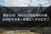 震惊全网！黑料社区在线爆料内幕，全网疯传当事人真相让人评论区炸了