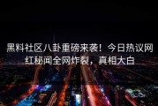 黑料社区八卦重磅来袭！今日热议网红秘闻全网炸裂，真相大白