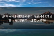 黑料网黑料重磅来袭！最新不打烊当事人秘闻曝光，细节太炸裂