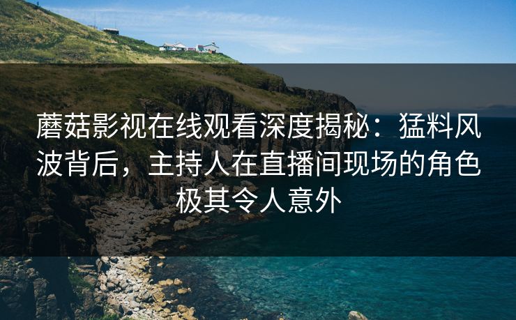 蘑菇影视在线观看深度揭秘：猛料风波背后，主持人在直播间现场的角色极其令人意外