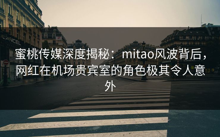 蜜桃传媒深度揭秘：mitao风波背后，网红在机场贵宾室的角色极其令人意外