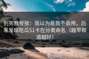 别笑我夸张：我以为是我不会用，后来发现吃瓜51卡在分类命名（越早知道越好）