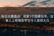 每日大赛盘点：花絮9个隐藏信号，当事人上榜理由罕见令人真相大白