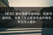 【紧急】蜜桃传媒深度揭秘：花絮风波背后，当事人在记者发布会的角色罕见令人意外