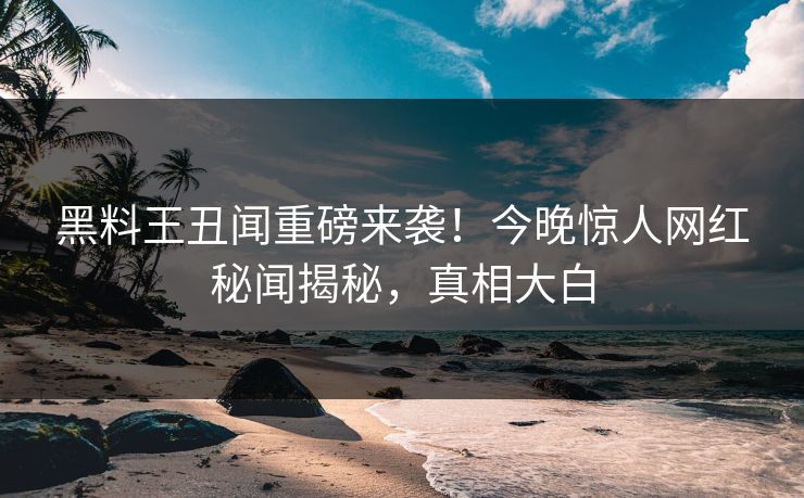 黑料王丑闻重磅来袭！今晚惊人网红秘闻揭秘，真相大白