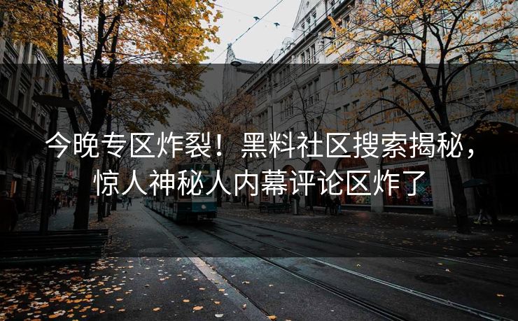 今晚专区炸裂！黑料社区搜索揭秘，惊人神秘人内幕评论区炸了