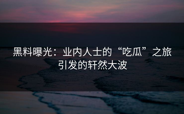 黑料曝光：业内人士的“吃瓜”之旅引发的轩然大波