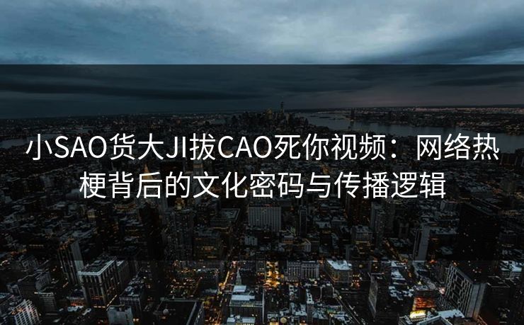 小SAO货大JI拔CAO死你视频：网络热梗背后的文化密码与传播逻辑